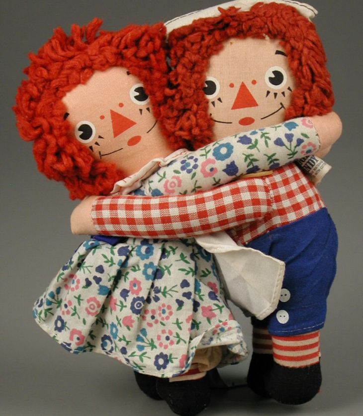 Raggedy Ann and Andy hugging doll set, about 1970. The Strong, Rochester, New York.