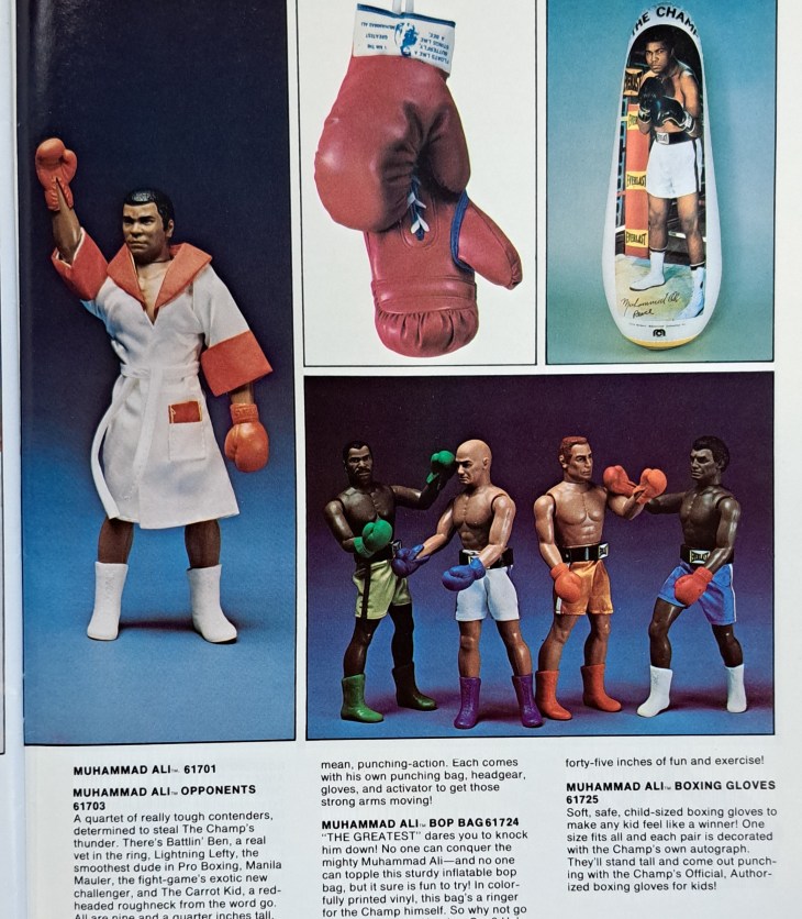 Image of Muhammad Ali action figure, Mego Corporation trade catalog, 1977. The Strong National Museum of Play, Rochester, NY.