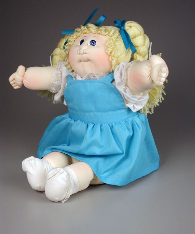 blue dress for baby girl CPW1361-Blue & Green Floral Eyelet Dress Cabbage Patch Kids