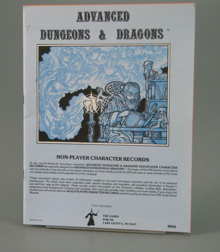 Image of Advanced Dungeons & Dragons Non-Player Character Records, 1979. The Strong National Museum of Play, Rochester, NY.