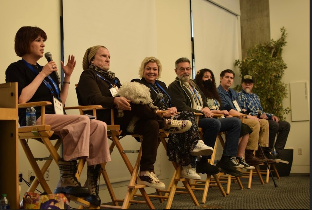 Another view of the Autism in Entertainment Conference toy and video game panel: (from left) Marlene Sharp (moderator), Kenn and Gnocchi Viselman, Genna Rosenberg, Warren Davis, Jasmin Hernandez, Jamie Johnson, Chris Tremmel |Photo by Jeudi Brealey