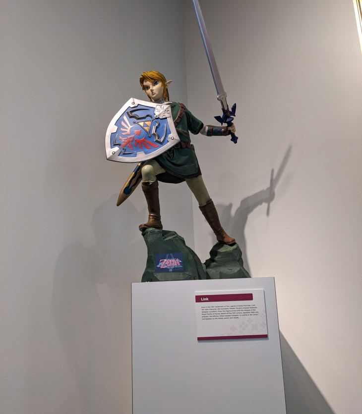 Link from The Legend of Zelda peers down on passers-by. The Strong, Rochester, NY