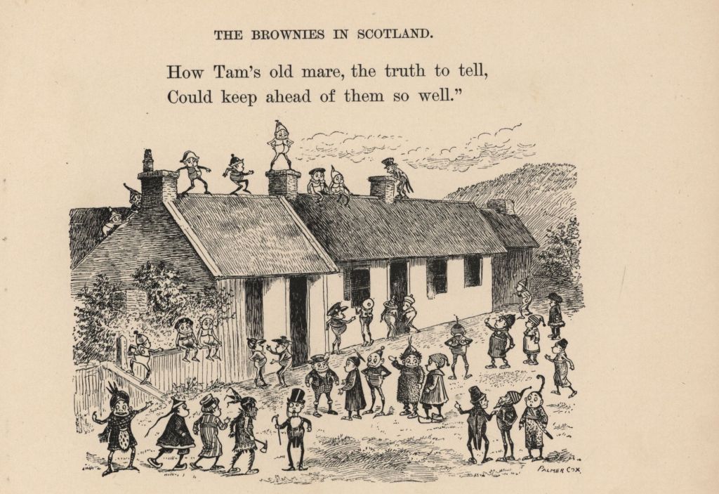 Illustration of book page titled The Brownies Around the World, 1892 (1894 edition), The Strong National Museum of Play, Rochester, New York.