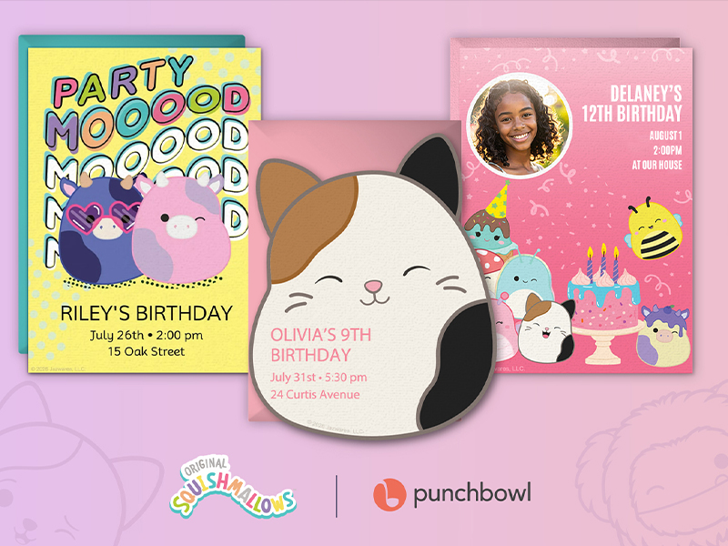 Punchbowl® and Jazwares Team Up to Launch Squishmallows Online Invitation Collection
